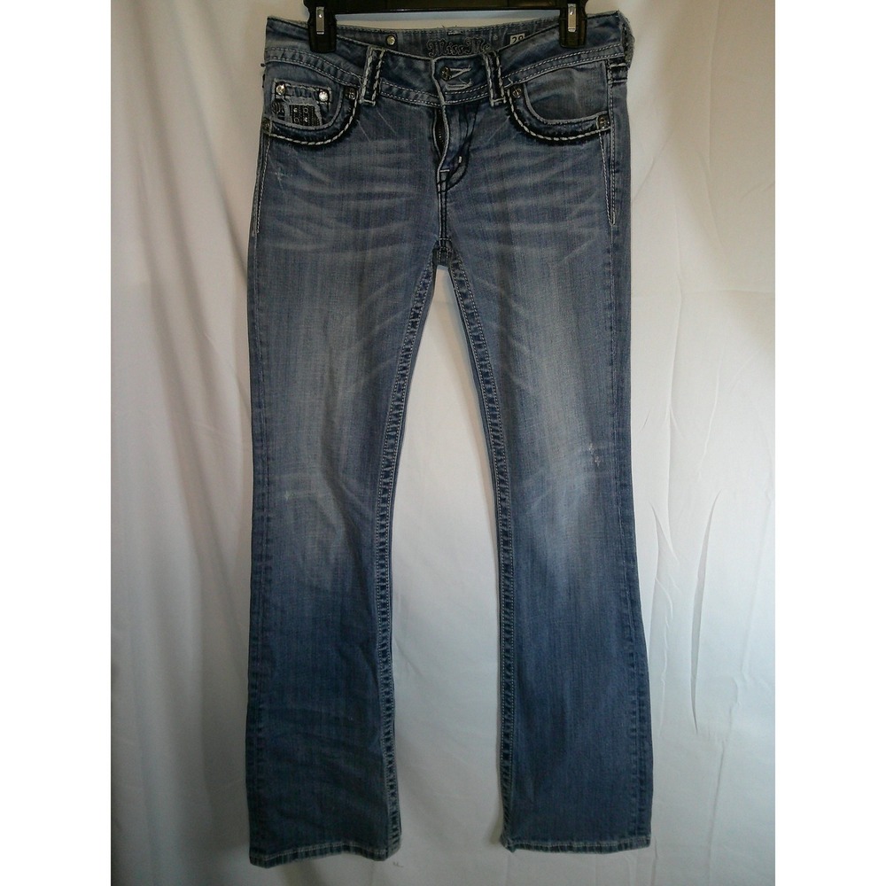 Miss Me Bootcut‎ Jeans Rhinestone Embellished Distressed Pockets Jeans Size 28